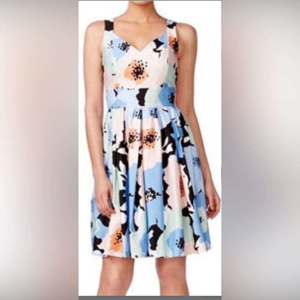 Calvin Klein dress size 10‎ blue floral sleeveless sun dress PERFECT 💙🧡💙